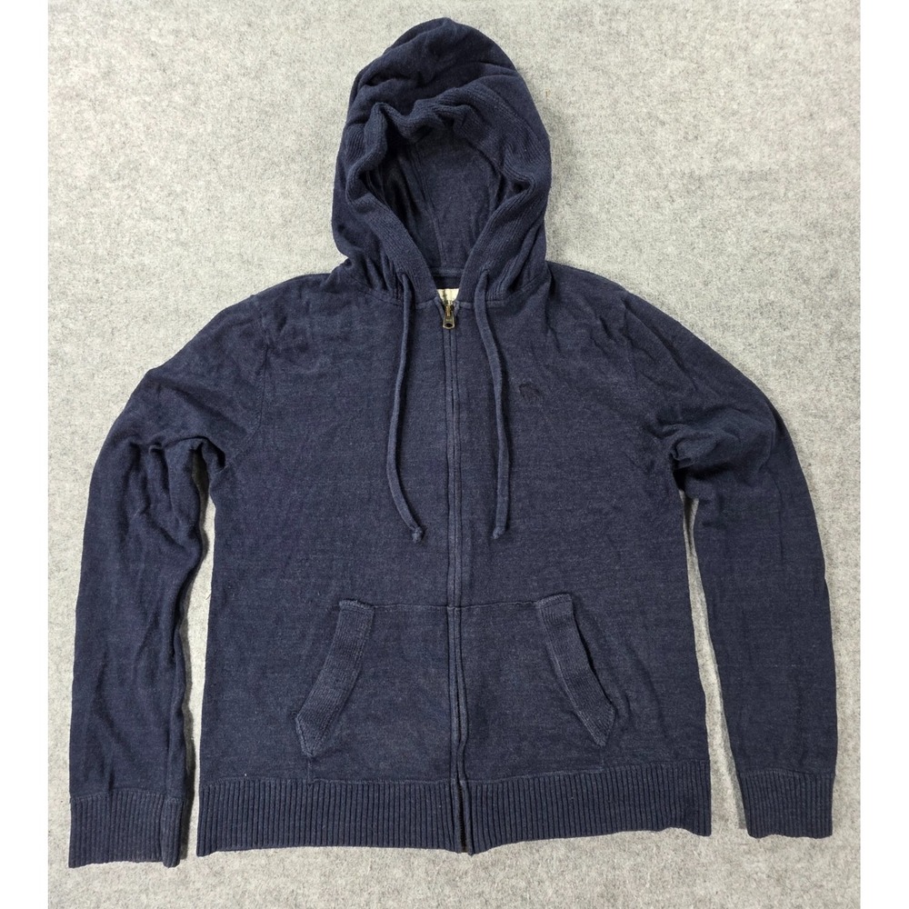 Abercrombie & Fitch Full Zip Hoodie Sweater Sweatshirt Mens Medium Blue Moose